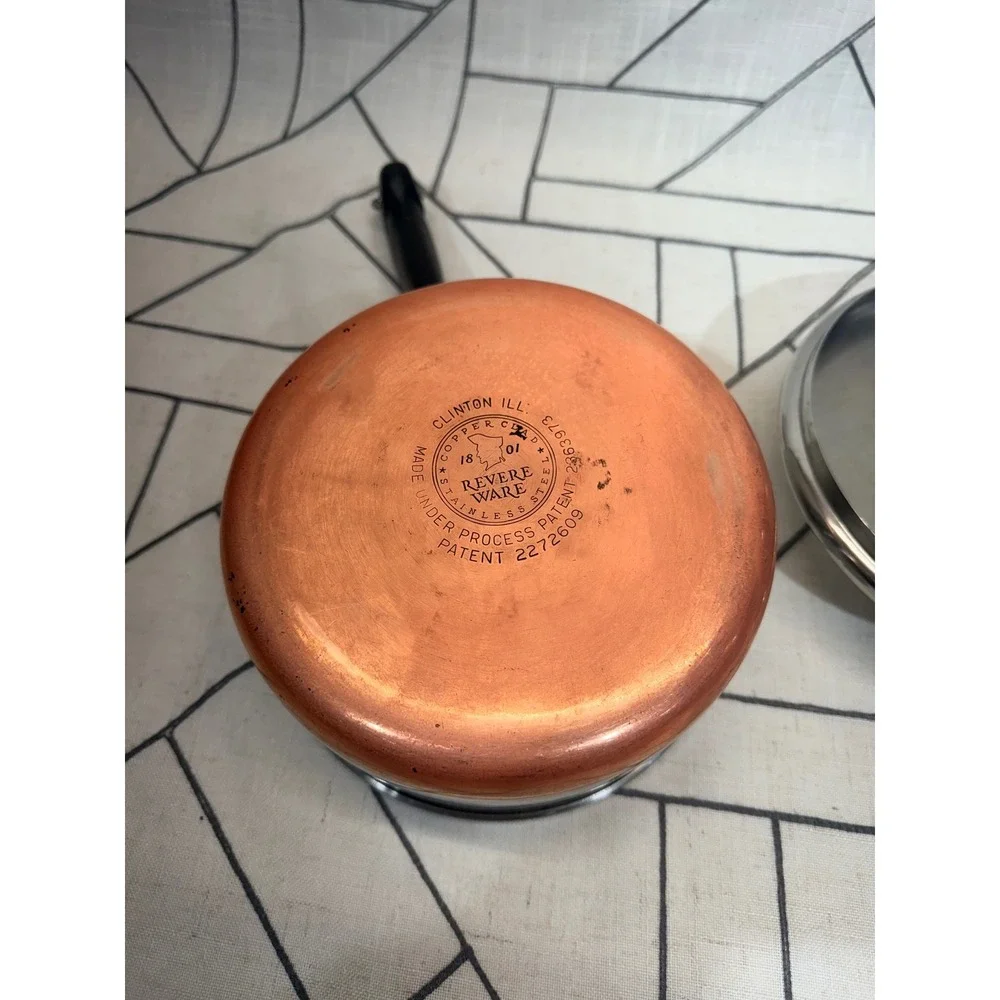 Revere Ware Saucepan 2 Quart Silver Copper Clad Bottom Vintage Lid Clinton IL